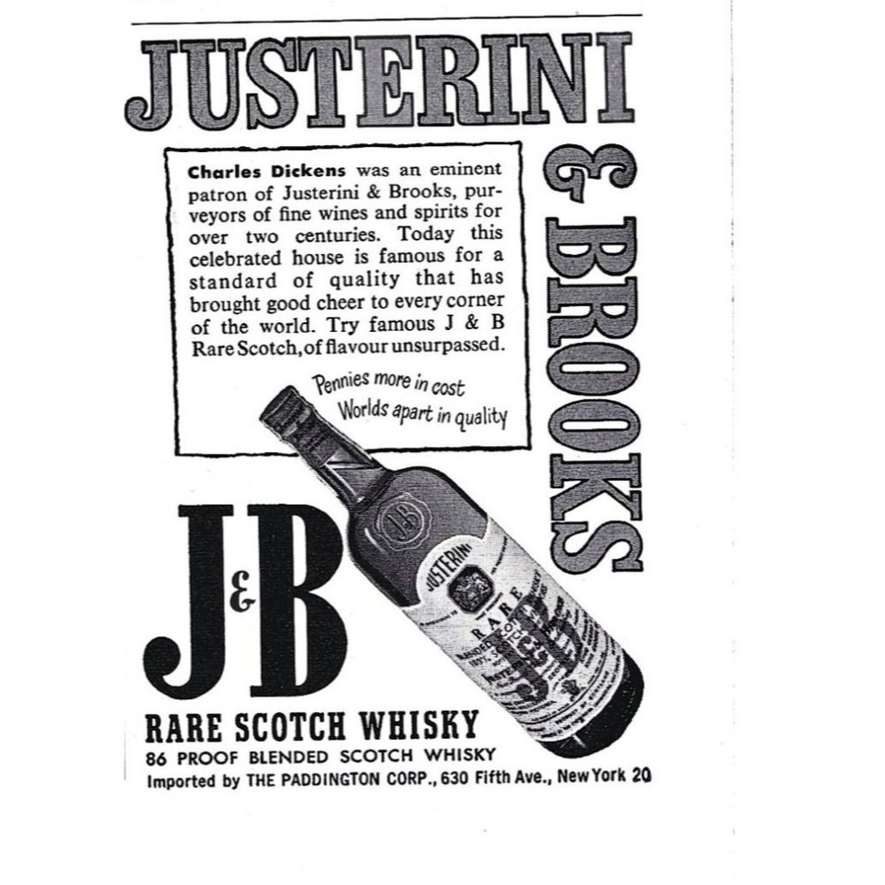 JB Justerini Brooks Rare Scotch Whisky 1960s Vintage Print Ad 9 inch Tall